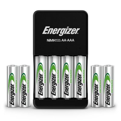 Energizer Recharge Plus Combo with Case, 6 AA and 4 AAA NiMH Batteries