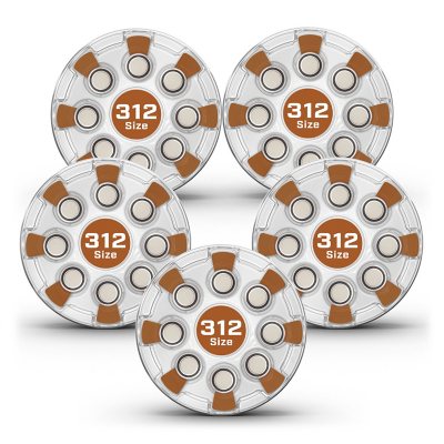 Energizer Hearing Aid Batteries Size 312, Brown Tab, 40 Pack( 12/40