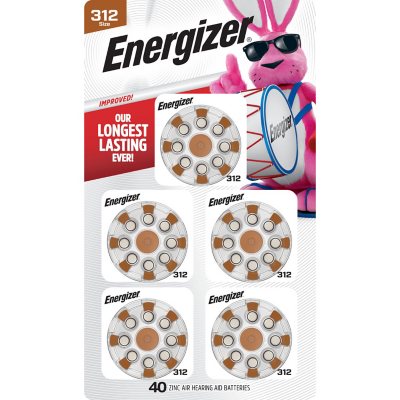 Energizer Hearing Aid Batteries Size 312 Brown Tab 40 Pack Sam S Club