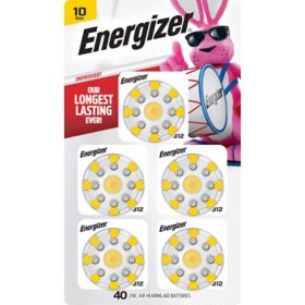 Energizer Hearing Aid Batteries Size 10, Yellow Tab, 40 ct.