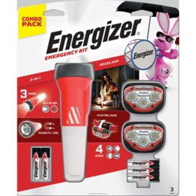 Energizer Storm Prep Light Combo Kit, 2 LED Headlamps + LED Flashlight + Batteries 