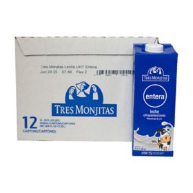 Tres Monjitas UHT Whole Milk 32 fl. oz., 12 pk.