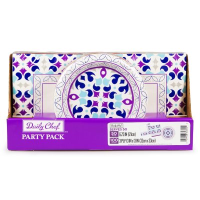 Daily Chef Raindrops Snack Plates and Luncheon Napkins (50 plates & 100