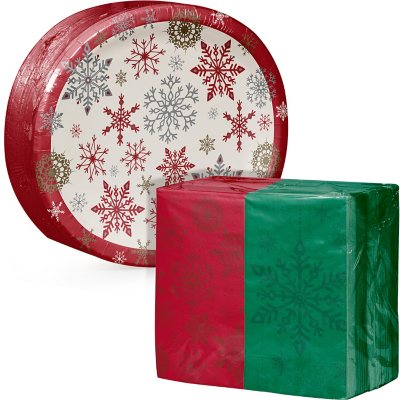 oval artstyle paper dinner kit snowflakes napkin plate holiday ct plates sam club napkins performa samsclub