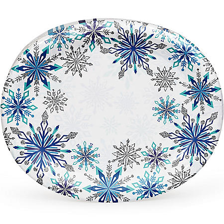 Artstyle Holiday Frost and Freeze Oval Paper Plates, 10" x 12" (55 ct.)