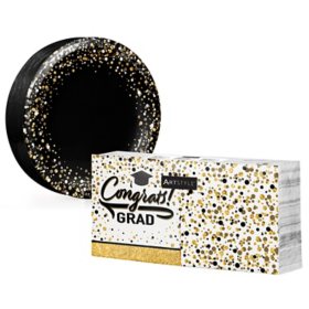 Artstyle Glittered Grad Paper Plates and Napkins Kit (285 ct.)