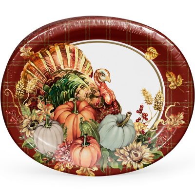 Artstyle Oval Paper Plate & Napkin Bundle, Holiday Greens, 200