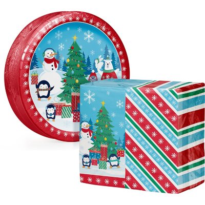 Set Christmas Tree Santa Claus Paper Plates Party - Temu