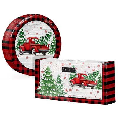 Artstyle Oval Paper Plate & Napkin Bundle, Holiday Greens, 200