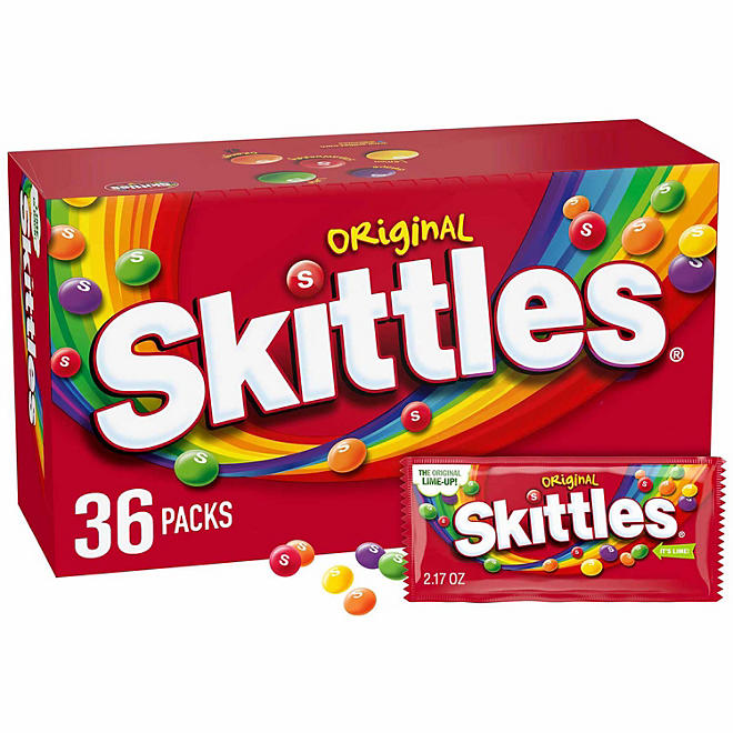 Skittles Original Fruity Chewy Candy, Full Size, 2.17 oz., 36 pk.