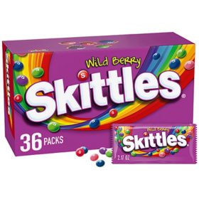 Skittles Wild Berry Fruity Chewy Candy, Full Size, 2.17 oz., 36 pk.