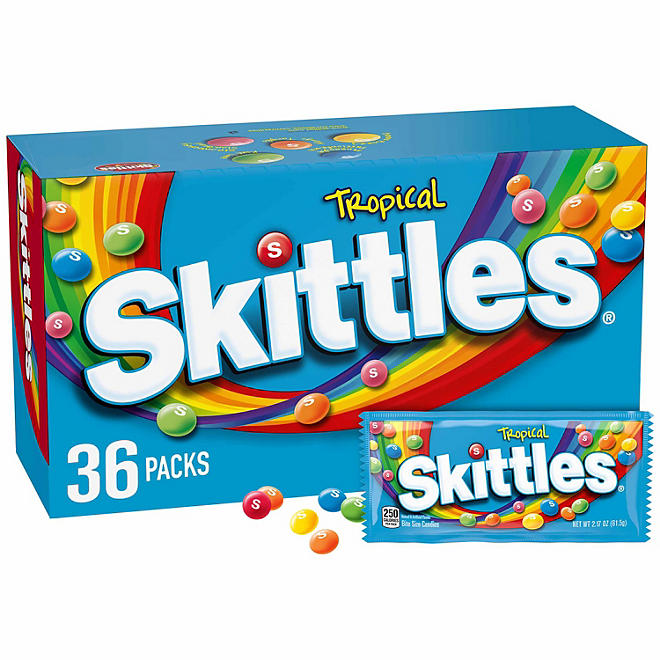 Skittles Tropical Fruity Chewy Candy, Full Size, 2.17 oz., 36 pk.