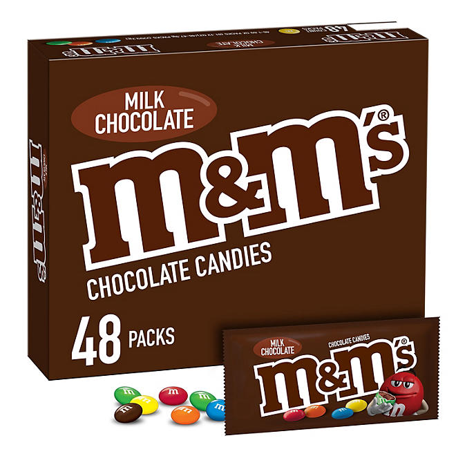 M&M'S Milk Chocolate Candy, Full Size, 1.69 oz., 48 pk.