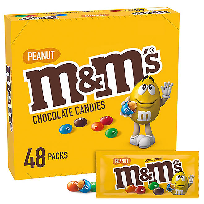 M&M'S Peanut Milk Chocolate Full Size Bulk Candy, 1.74 oz., 48 pk.