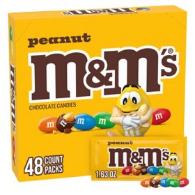 M&M'S Peanut Milk Chocolate Candy, Full Size, 1.74 oz., 48 pk.