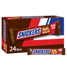 SNICKERS Tailgate Milk Chocolate Candy Bars, Share Size, 3.29 oz., 24 pk.