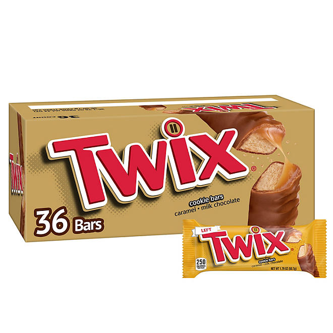 Twix Caramel Cookie Chocolate Candy Bars, Bulk Pack, 1.79 oz., 36 pk.