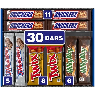 Snickers 3 Musketeers & Twix Full Size Chocolate Candy Bars Variety Mix M&MS 
