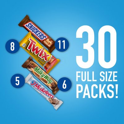 M&M's, Snickers, Skittles And More Chocolate Candy Bars Bulk Full Size  Fundraiser Candy, 30 ct.