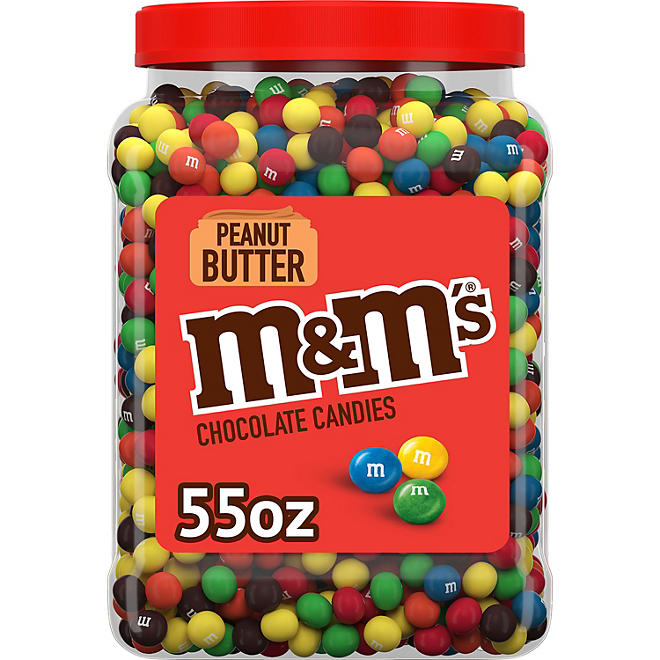 M&M'S Peanut Butter Milk Chocolate Candy, Bulk Jar, 55 oz.