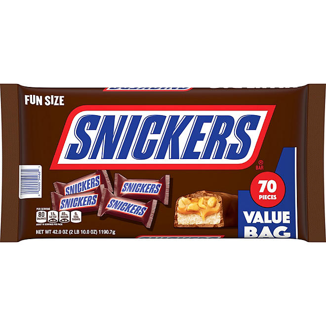 Snickers Fun Size Bulk Chocolate Candy Bars 42 oz., 70 ct.