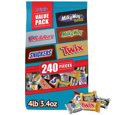 Snickers, Twix & More Bulk Chocolate Candy Variety Pack 240 pcs
