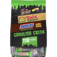 M&M's, Snickers and Twix Ghoulish Green Assorted Milk Chocolate Halloween Candy Bag (110 pc.)
