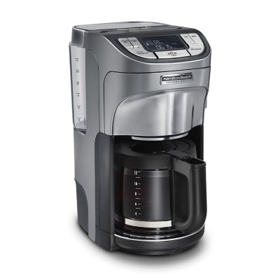 Hamilton Beach Programmable Coffee Maker, 12 Cups, Stainless Steel Accents, 49632, Black