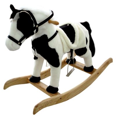 Black and store white rocking horse