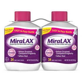 Miralax Laxative Powder For Gentle Constipation Relief 34 Doses 2 Ct Sam S Club