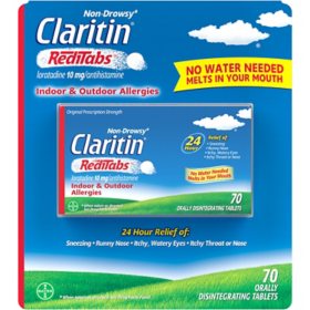 Claritin 24-Hr. Non-Drowsy Allergy Medicine RediTabs, 10 mg Loratidine (70 ct.)