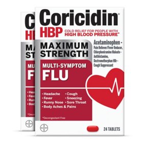 Coricidin HBP Max Strength Cold & Flu Tablets, 48 ct.