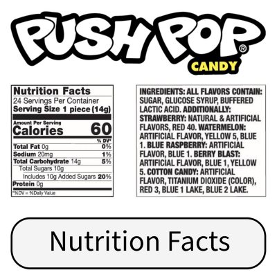 Push Pop Candy Assortment, Blue Raspberry, Watermelon, Strawberry, Cotton  Candy and Mystery Flavors 24 pk. - Sam's Club