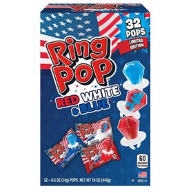 Ring Pop Red, White & Blue, Variety Pack, 0.5 oz., 32 pk.