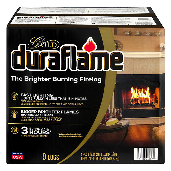 Duraflame Gold Ultra-Premium 4.5 lb. Firelogs, 9-pack Case 3-Hour Burn