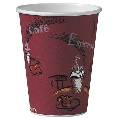 SOLO® Bare Eco-Forward PLA Paper Hot Cups, 12 oz, Leaf Design