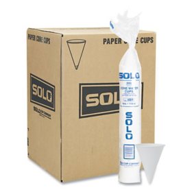 Solo Cone Cold Water Paper Cups, White 4 oz., 5000 ct.