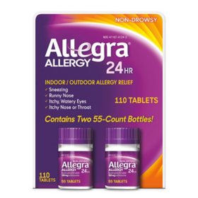 Allegra 24-Hour Indoor/Outdoor Allergy Relief Tablets, 180 mg 110 ct.