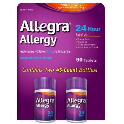Allegra 24 Hour Allergy Relief 180mg (90 ct.) - Sam's Club