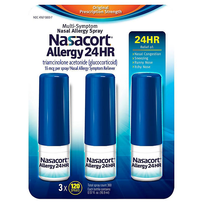 Nasacort Allergy 24hr Non-Drip Nasal Spray (120 sprays, 3 pk.)