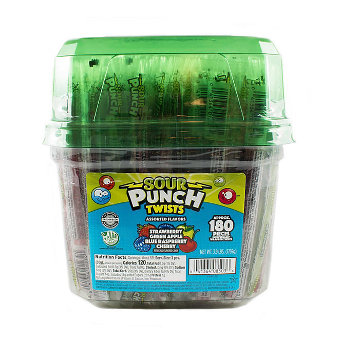 SOUR PUNCH Assorted Chewy Candy Twists, 180 pcs.