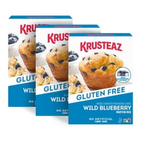 Krusteaz Gluten Free Wild Blueberry Muffin Mix, 15.7 oz., 3 pk.