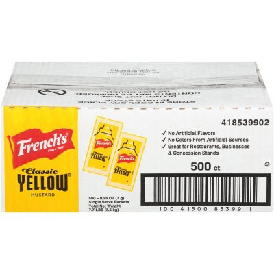 UPC 041500853994 product image for French's Mustard Single-Serve Packets 5.5 g., 500 ct. | upcitemdb.com