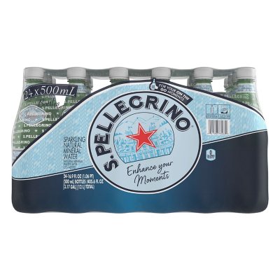 San Pellegrino Sparkling Natural Mineral w-ater 1 liter Glass Bottles -  Pack of 12 