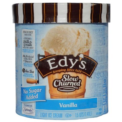 Edy's Slow Churned No Sugar Added Vanilla Ice Cream (1.5 qts.) - Sam's Club