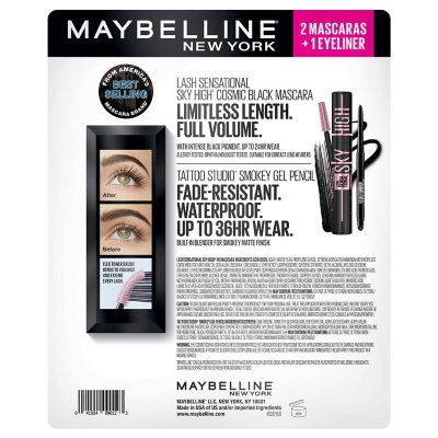 Maybelline New York Sky High Pencil + Sam\'s Black - Eyeliner, Club Mascara Gel