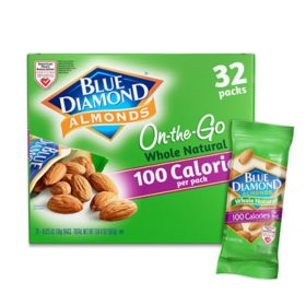 Blue Diamond Whole Natural On-the-Go 100 Calorie, 0.625 oz., 32 pks.