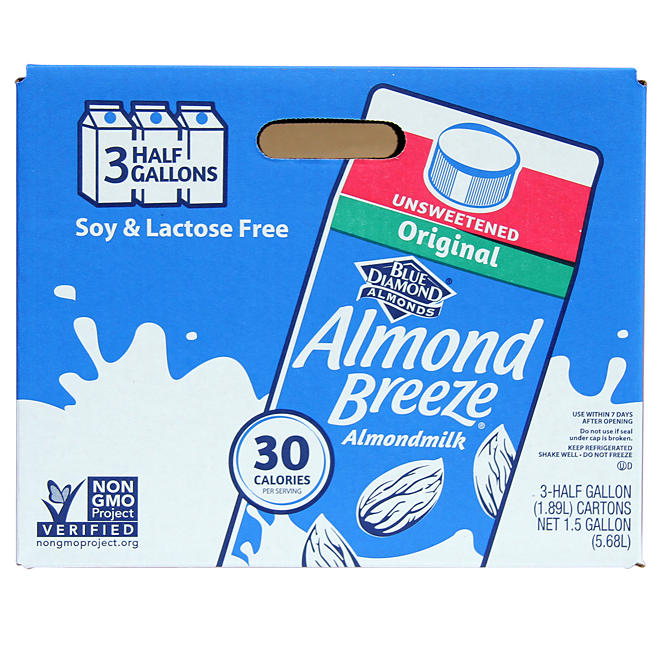 Almond Breeze Almond Milk, Original Unsweetened (64 oz., 3 pk.)