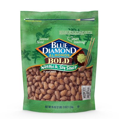 Blue Diamond Wasabi and Soy Sauce Flavored Almonds 45 oz. Sam's Club