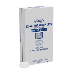 Dart Lids for 32 oz. Foam Cups, w/ Straw Slot, Translucent (500 ct.)